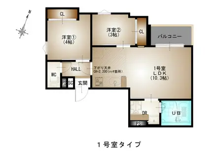 REGALEST-F古市2(1LDK/2階)の間取り写真