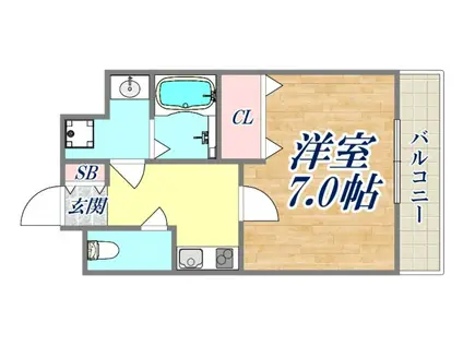 千葉・塚口(1K/3階)の間取り写真