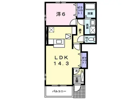 MAIDEA(1LDK/1階)の間取り写真