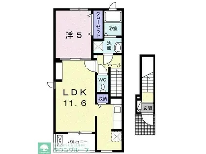 グランクレールA(1LDK/2階)の間取り写真