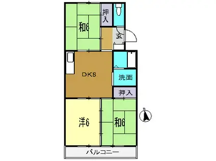 サンハイツ藤村(3DK/3階)の間取り写真
