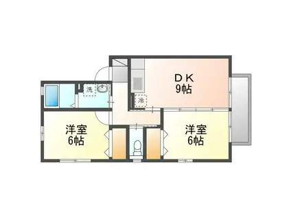 カーサマカビ(2DK/1階)の間取り写真