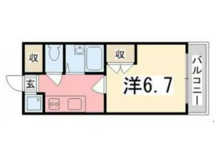 ジュネス城北新町III(1K/4階)の間取り写真