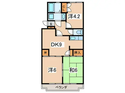 ジュネス星野(3DK/1階)の間取り写真