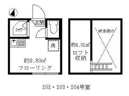 ティ・アーモフェザー(ワンルーム/2階)の間取り写真