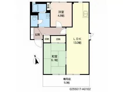 プラスパ高畑A(2LDK/1階)の間取り写真