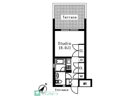 ラティエラ白金高輪(1K/1階)の間取り写真