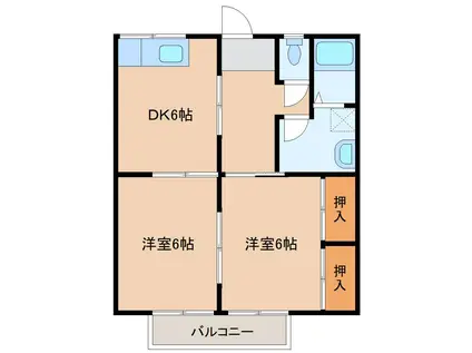 Sコーポ沖代(2DK/1階)の間取り写真