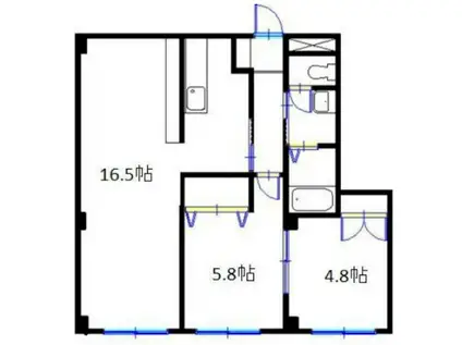 サンヒルズ西今宿(2LDK/2階)の間取り写真