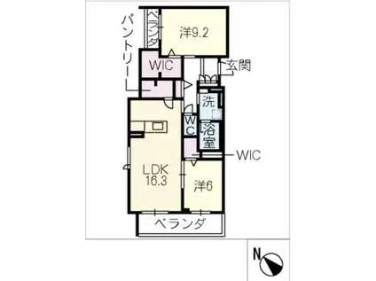 SHAMAISON HILLS 白壁(2LDK/3階)の間取り写真