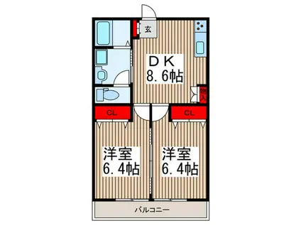レセーナ(2DK/1階)の間取り写真
