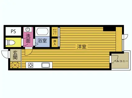 ピア大在(ワンルーム/4階)の間取り写真