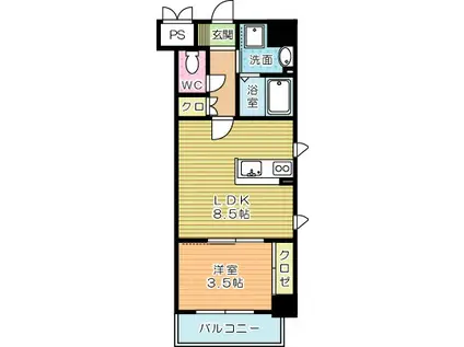 アクシオ北九州II(1LDK/6階)の間取り写真