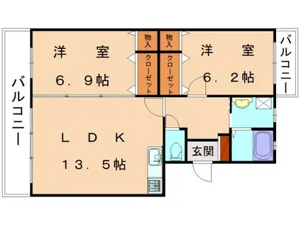 カサグランデ(2LDK/2階)の間取り写真