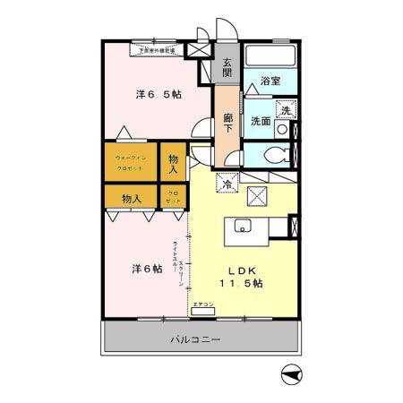 ヴィヴィレフルール(2LDK/1階)の間取り写真