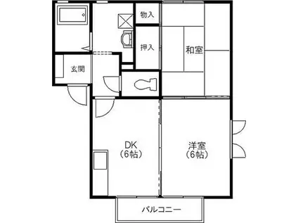 グリーンヒルIIA棟(2DK/1階)の間取り写真