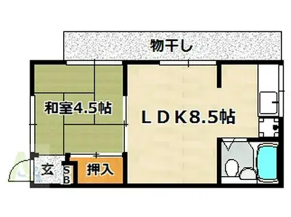 竹田ハイツ(1LDK/1階)の間取り写真