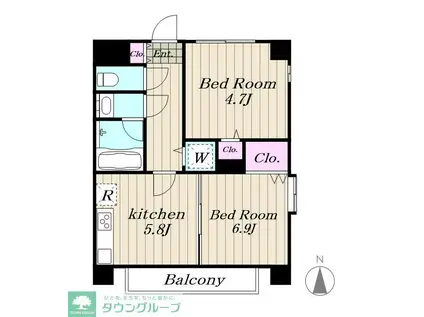 中銀桜新町マンション(2DK/4階)の間取り写真