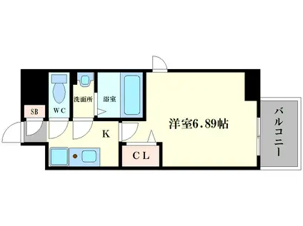 フォーリアライズ難波南レーヴ(1K/8階)の間取り写真