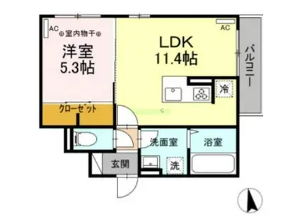 D-ROOM荒井(1LDK/2階)の間取り写真