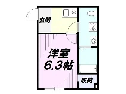 飯能市栄町アパート(1K/2階)の間取り写真