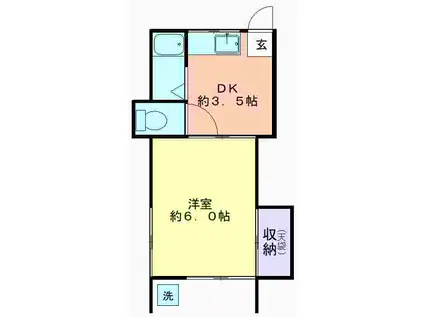 コーポ・ヤシロ(1DK/1階)の間取り写真