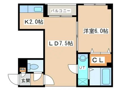 キャトレール中島公園(1LDK/2階)の間取り写真