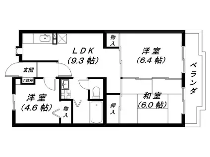 シャルマンクレール2番館(3LDK/1階)の間取り写真