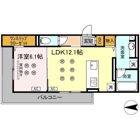 CREST COURT(1LDK/2階)の間取り写真