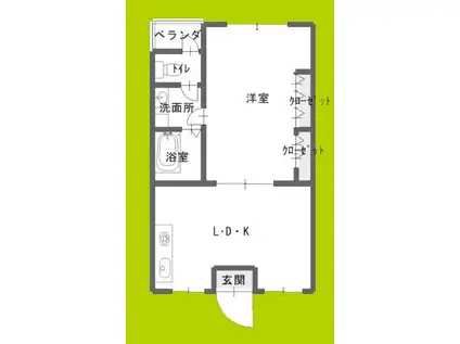 富士ビル(1LDK/3階)の間取り写真