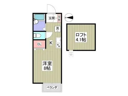 エクセレント三ツ沢B(ワンルーム/2階)の間取り写真