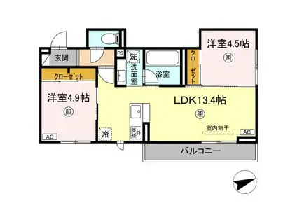 D-ROOM伊賀駅東(2LDK/2階)の間取り写真
