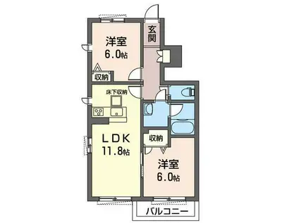 ヴィエールIII(2LDK/1階)の間取り写真