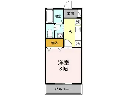 ハーフムーン(1K/2階)の間取り写真