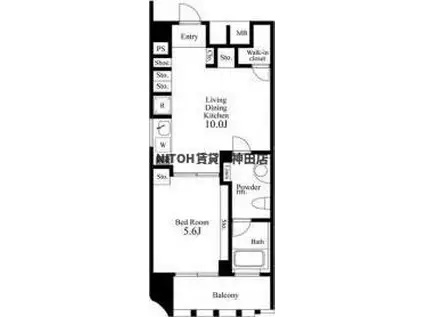 プライマル新宿若松町(1LDK/10階)の間取り写真