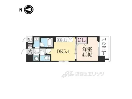 べラジオ雅び西大路高辻(1DK/4階)の間取り写真