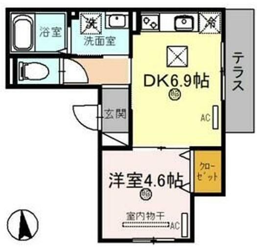 ヴェール エブラン(1DK/1階)の間取り写真