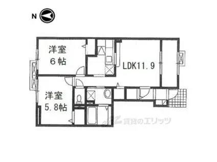 フィーデルブリーゼ1(2LDK/1階)の間取り写真