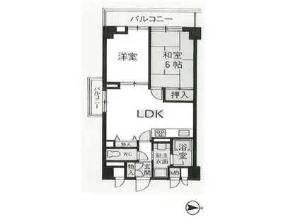 パインコート梅屋敷(2LDK/8階)の間取り写真