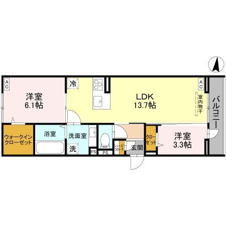グラン南越谷(2LDK/2階)の間取り写真