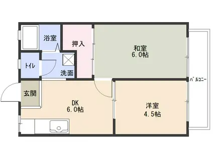 ランドハイツ(2DK/1階)の間取り写真