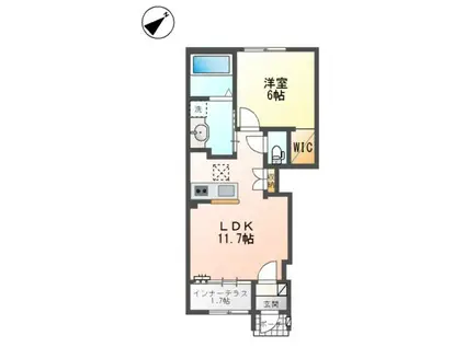 スターテラスII東出雲(1LDK/1階)の間取り写真