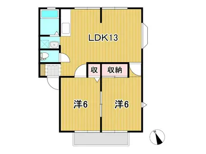 サンビレッジ本宮G棟(2LDK/1階)の間取り写真