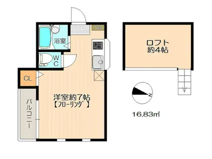 エレガンテ大濠西II(ワンルーム/1階)の間取り写真