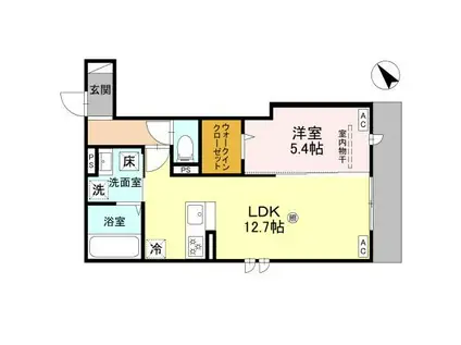 AZU GRACE(1LDK/1階)の間取り写真