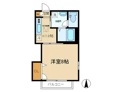 ジュネス桜丘(1K/1階)の間取り写真