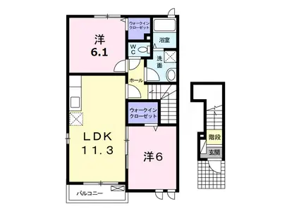 フォーリーフII(2LDK/2階)の間取り写真