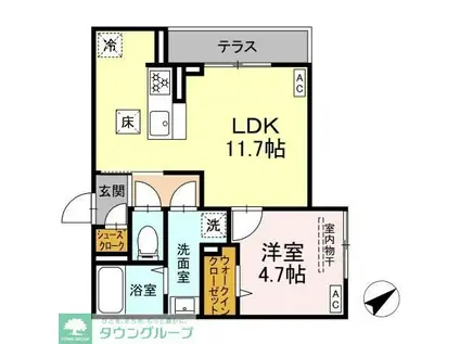 D PAINA 井土ケ谷中町(1LDK/1階)の間取り写真