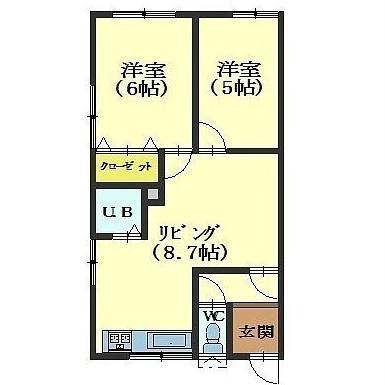 原田荘(2DK/2階)の間取り写真