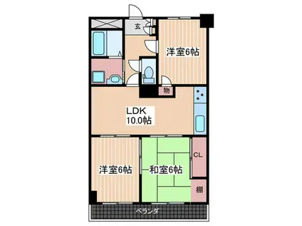 ホワイトハイツ602(3LDK/6階)の間取り写真